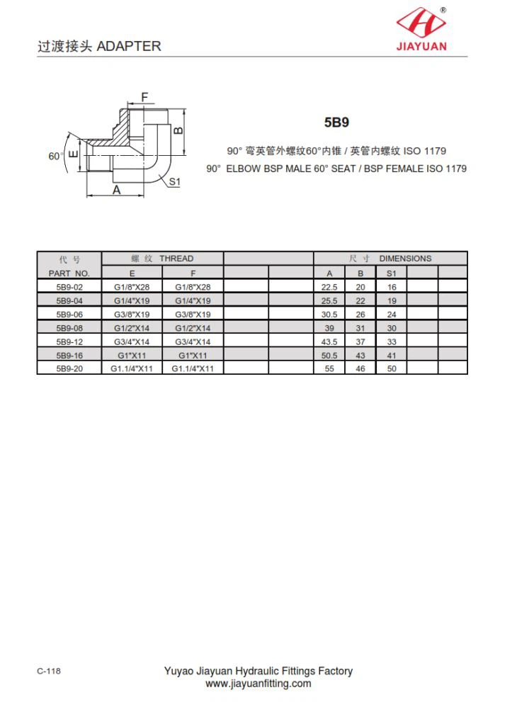 肘オスBSPシートメスISO 1179